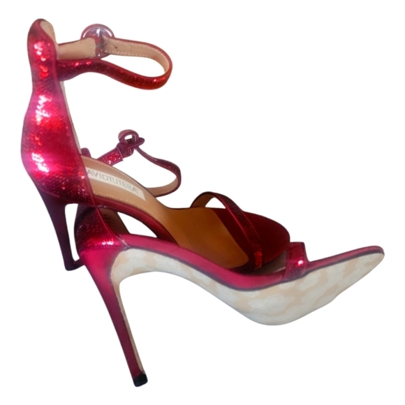 David Tutera Zaya Elegant Burgundy Bridal Sparkle Strapy Women's Heels Sz 8.5 - Picture 6 of 8